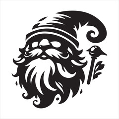 Obraz premium Gnome vector art silhouette logo design black and white illustration