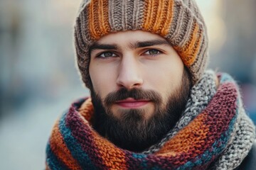 Stylish man in winter fashion accessories.