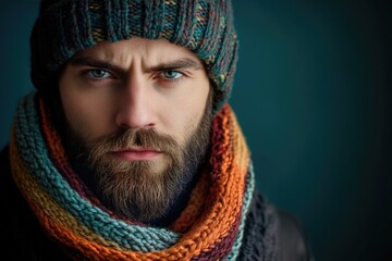 Stylish man in winter fashion accessories.