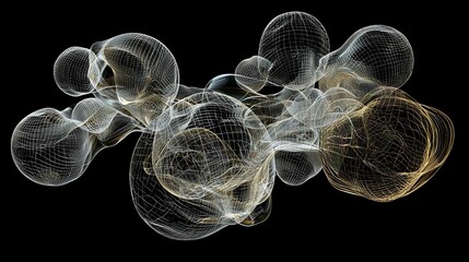 Obraz premium Abstract Blue Smoke Wave Fractal Design with Smooth Curves and Patterns