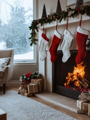 Cozy winter holiday gathering living room decor indoor warm atmosphere