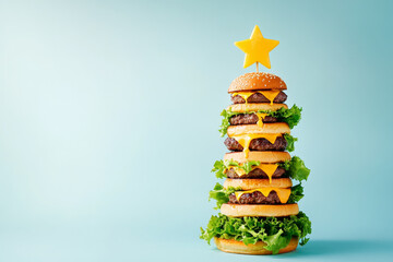 Burger Christmas Tree with Festive Toppings