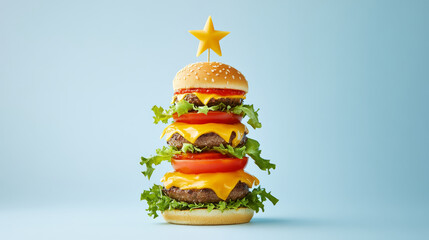 Burger Christmas Tree with Festive Toppings