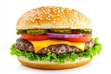 freshly baked hamburger bread isolated on white background