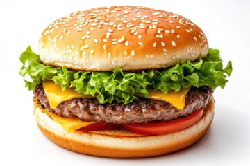 freshly baked hamburger bread isolated on white background