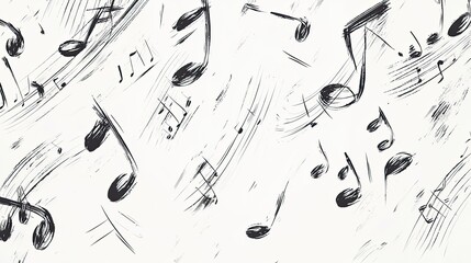 A collection of musical notes scattered across a textured background, evoking creativity.