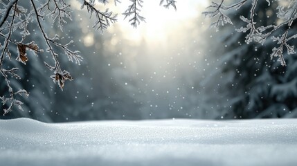 Wintery delight - Festive snowy banner showcasing serene winter theme, adorned with delicate snowflakes, perfect for holiday greeting card, seasonal message, copy space for personal touch.