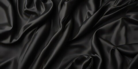 Obraz premium Deep black satin fabric, luxurious folds and sheen , silk, smooth