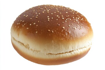 freshly baked hamburger bread isolated on white background