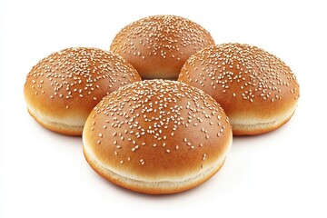 Fototapeta premium freshly baked hamburger bread isolated on white background