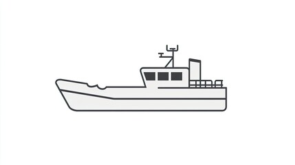 A simple illustration of a fishing boat, highlighting its structure and purpose.