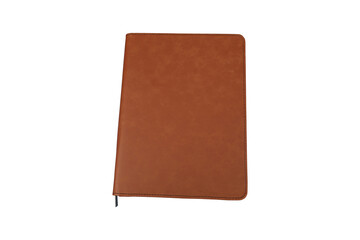 Colorful leather Zipper Portfolio view. blank space mockup, isolated png background.