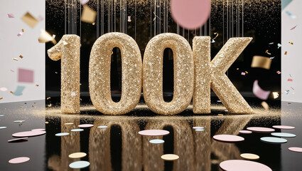 Beautiful Inscription 100k, glitter, background