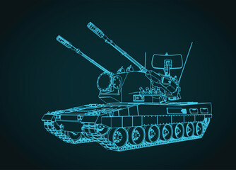 Gepard anti-aircraft self-propelled gun blueprint © blacklight_trace
