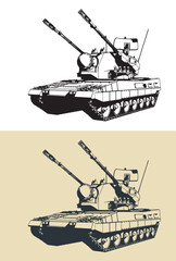 Gepard anti-aircraft self-propelled gun illustrations © blacklight_trace