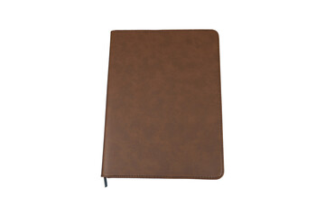 Colorful leather Zipper Portfolio view. blank space mockup, isolated png background.