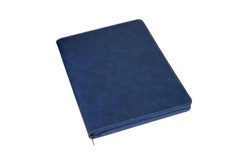 Colorful leather Zipper Portfolio view. blank space mockup, isolated png background.