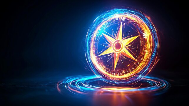 Personality Development Psychology A glowing compass design showcasing vibrant colors and energy.