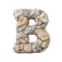A stone letter B on white background.