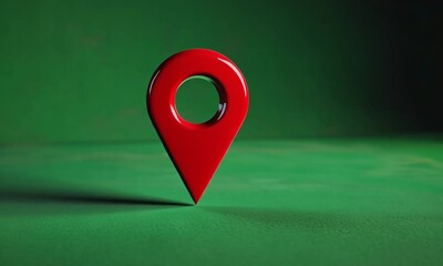 Glossy Red Location Marker on Green Background - Powered by Adobe