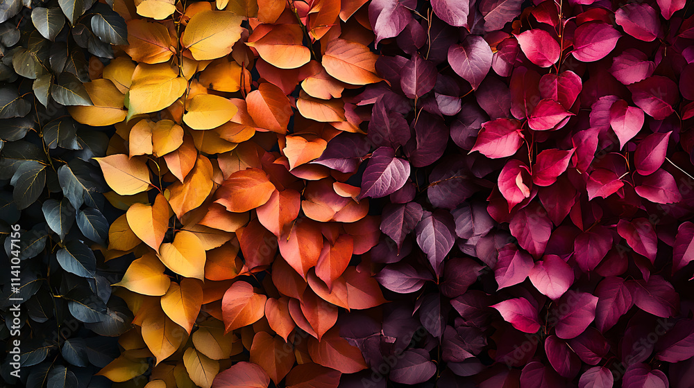 Poster colorful autumn leaves creating a vibrant and natural vertical background for seasonal concepts