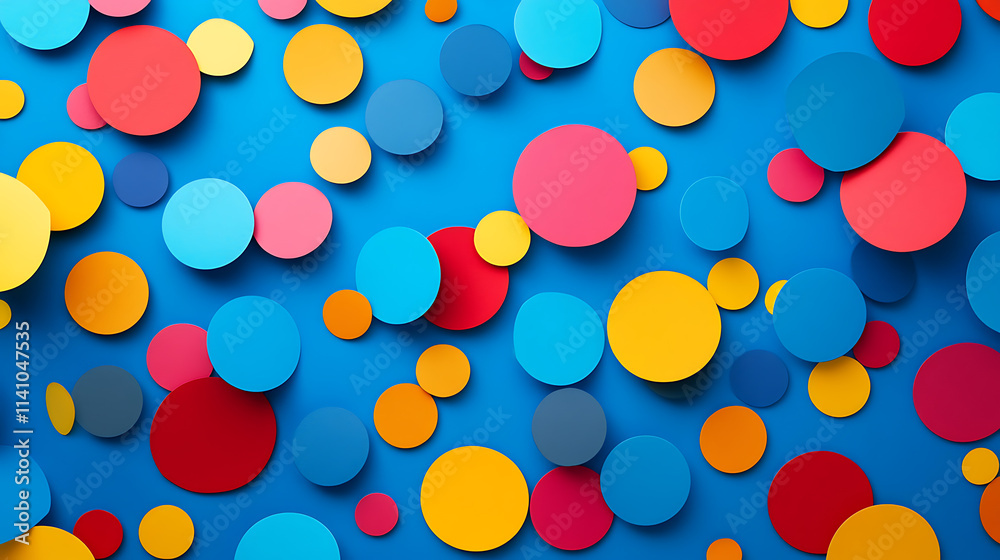 Aufkleber Colorful speech bubbles scattered across a blue background creating a vibrant and playful visual display