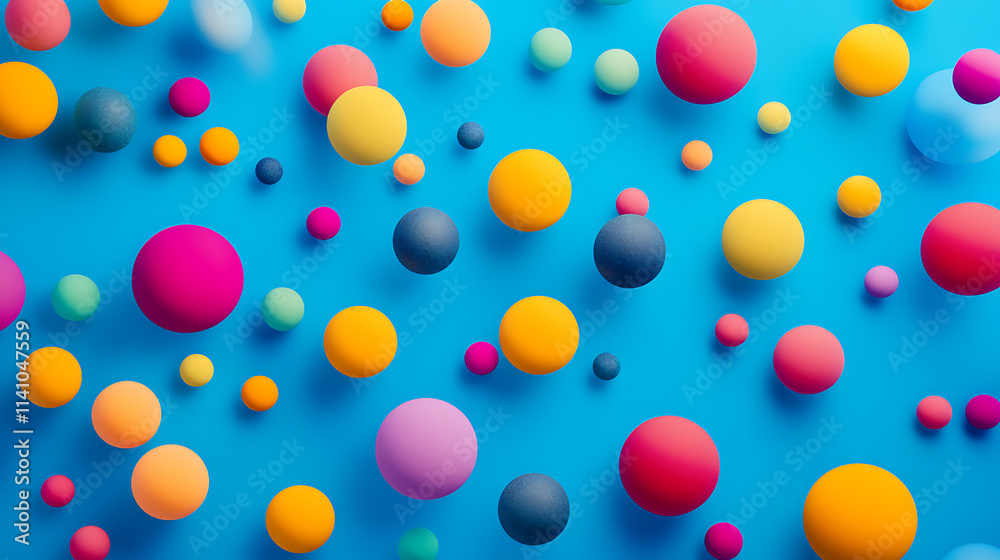 Aufkleber Colorful speech bubbles scattered across a blue background creating a vibrant and playful visual display