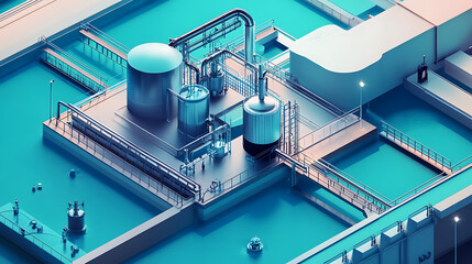 Conceptual illustration of an water purification and treatment system