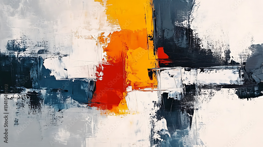 Poster Contemporary abstract art with bold brush strokes and a minimalist color scheme is perfect for any environment