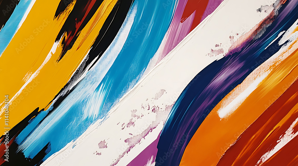 Poster contemporary abstract art with bold brush strokes and a minimalist color scheme is perfect for any e