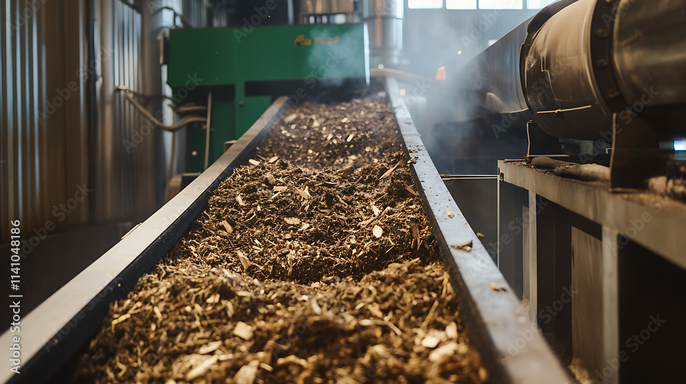 Poster conveyor system transports biomass to pyrolysis reactor for biochar production