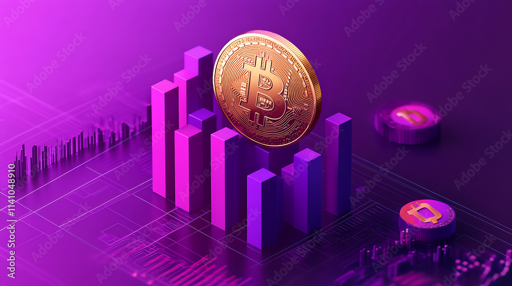 Aufkleber cryptocurrency market trends: comprehensive bar graph analysis of stock exchange indices on a vibran