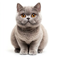 Front view of British shorthair cat on white background