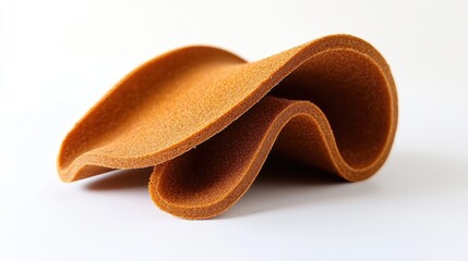 A flexible, wavy piece of brown material resembling foam or rubber.