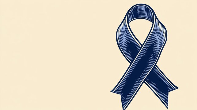 A Dark Blue Ribbon Awareness Symbol