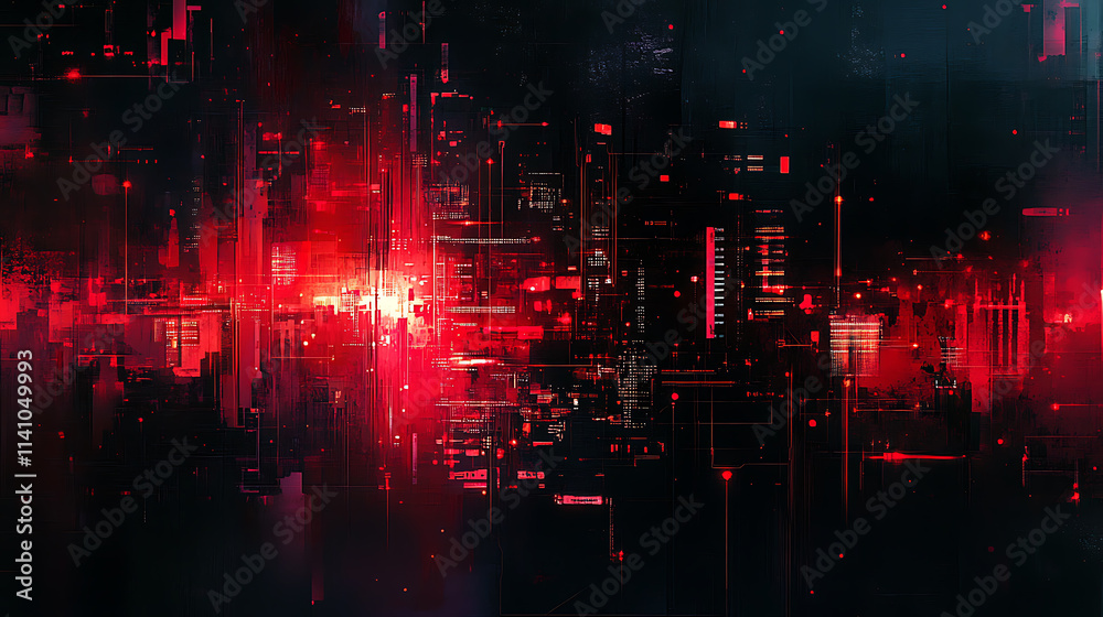 Poster Digital abstract: glowing electronic circuits on a matte surface, futuristic cyberpunk artwork