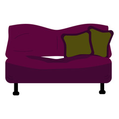Dark maroon sofa isolated on white background, furniture store
