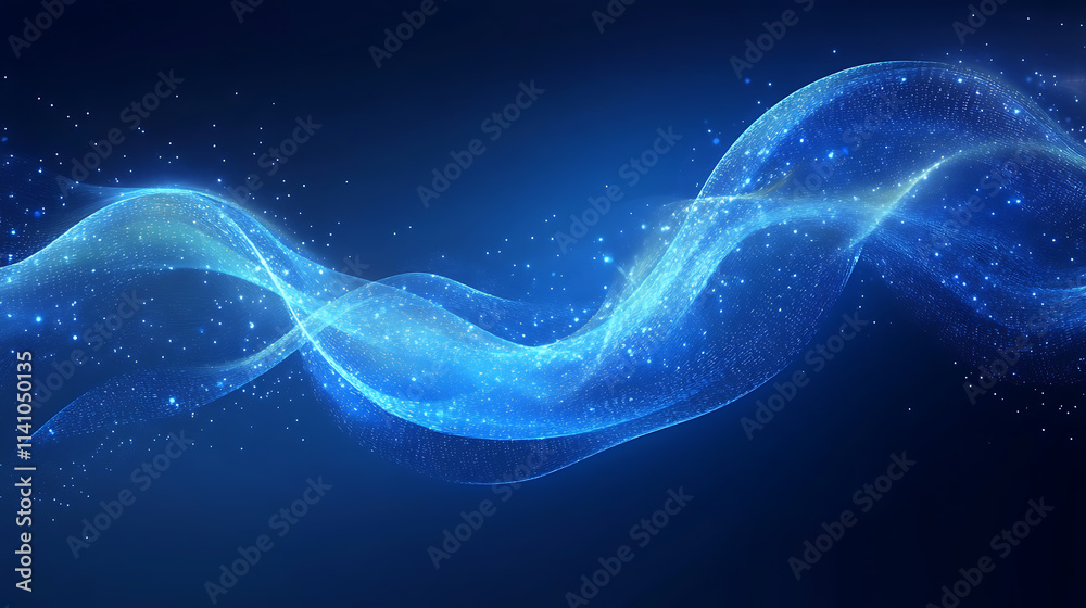 Aufkleber Digital code flowing over a blue background, symbolizing data or cybersecurity, the concept of digital technology