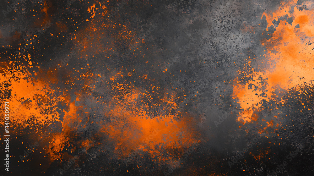 Leinwandbilder Black orange grey bokeh, a normal simple grainy noise grungy empty space or spray texture, a rough abstract retro vibe shine bright light and glow background template color gradient