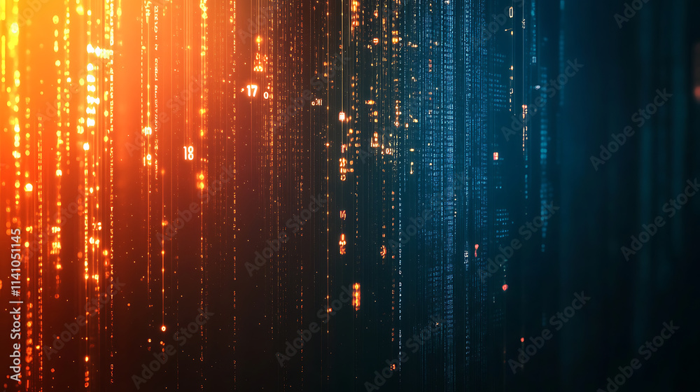 Fototapete Abstract digital network background banner with glowing light and connecting data dots in black and green colors, big data technology concept