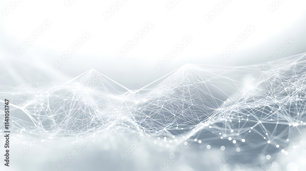 Poster Abstract global network concept with a world map and connection lines, a technology background in white and grey colors