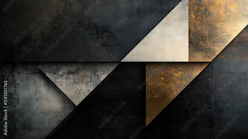 Poster Abstract geometric shapes with a modern design on a dark textured background, suitable for branding mockups