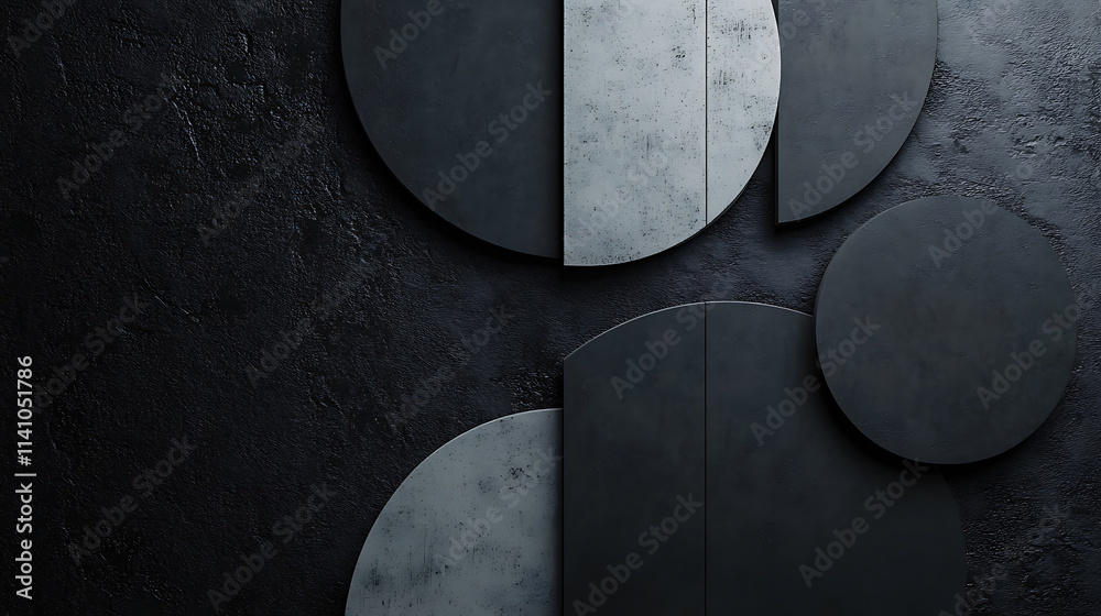 Poster Abstract geometric shapes with a modern design on a dark textured background, suitable for branding mockups
