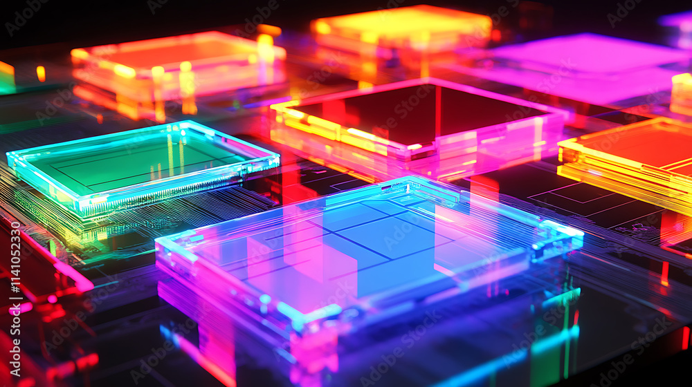 Poster Abstract image of tech glowing circuit board