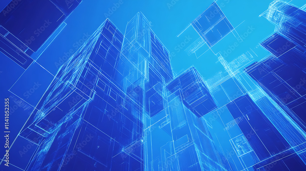 Poster abstract image of buildings overlaid with financial data graphs, symbolizing real estate market anal