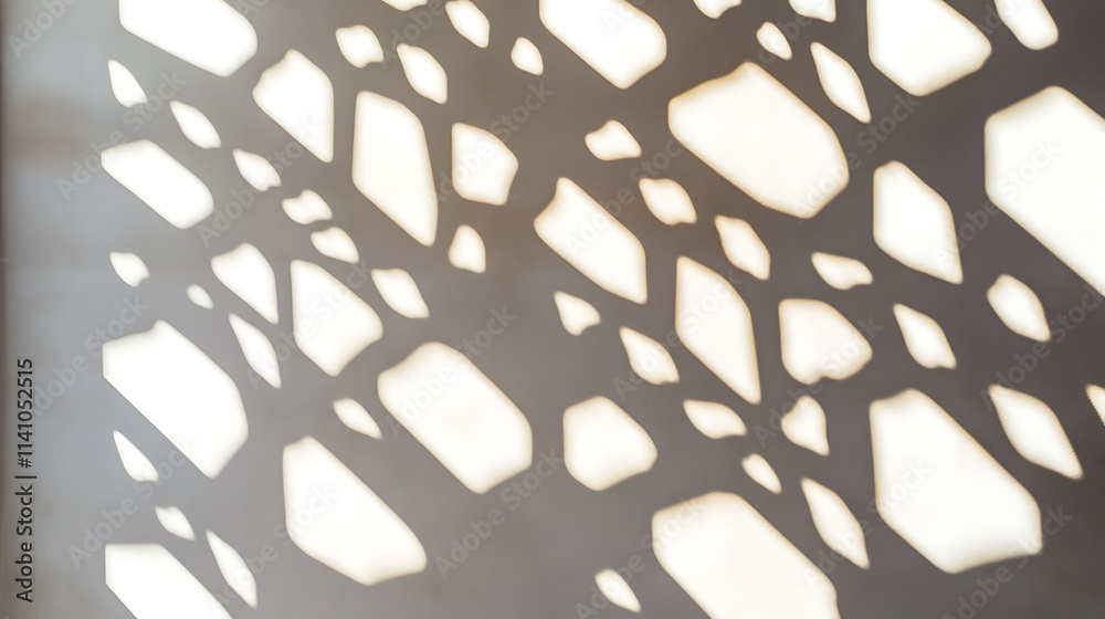Poster Abstract light shadows cast through windows creating a geometric pattern on a white background