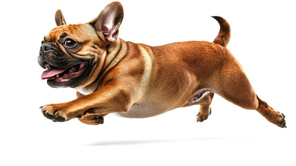 Obraz premium Playful French Bulldog in mid-air leap.