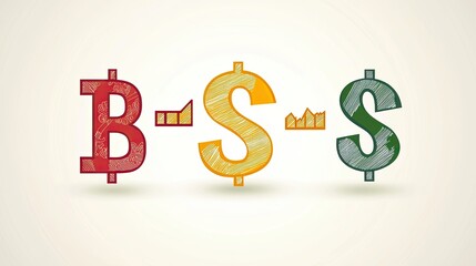 Illustration of stylized currency symbols representing Bitcoin and traditional dollars.
