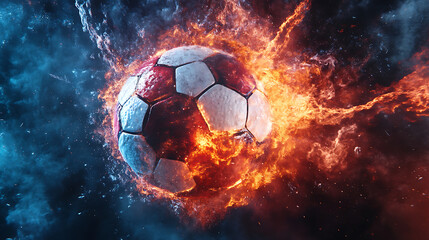 Fototapeta premium Abstract soccer ball explosion: capture the excitement of 2025 football fever