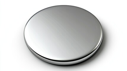 A shiny, circular metallic object with a smooth surface, likely a coin or token.
